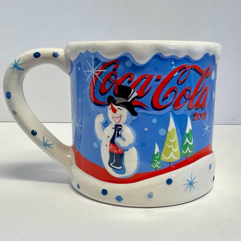 Coca-Cola Snowman Christmas Mug 4" Tall‎ By 4" Wide- 2003 The Coca-Cola Company